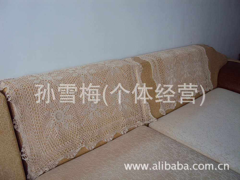 棉线手工钩针方型沙发巾/盖布/台布/装饰布