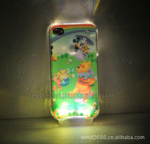 LED发光外壳 iPhone4 4S七彩水晶闪烁保护壳