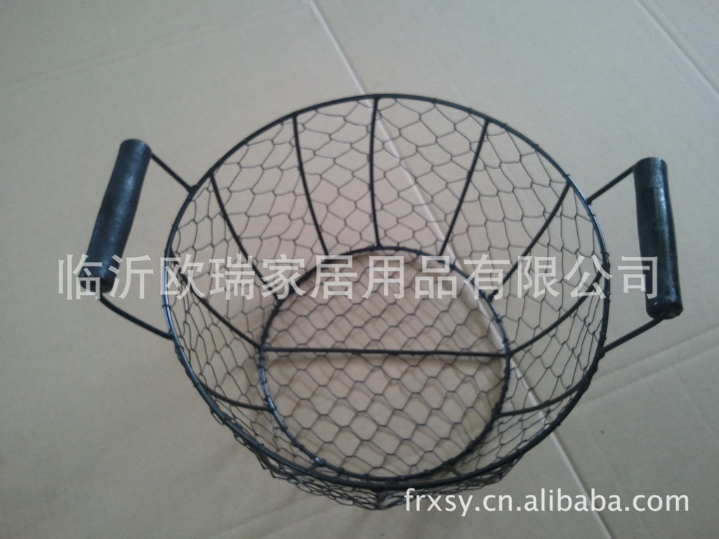 供应铁丝网收纳筐 铁丝网格收纳筐 出口铁丝编织篮子 铁丝筐图片_10