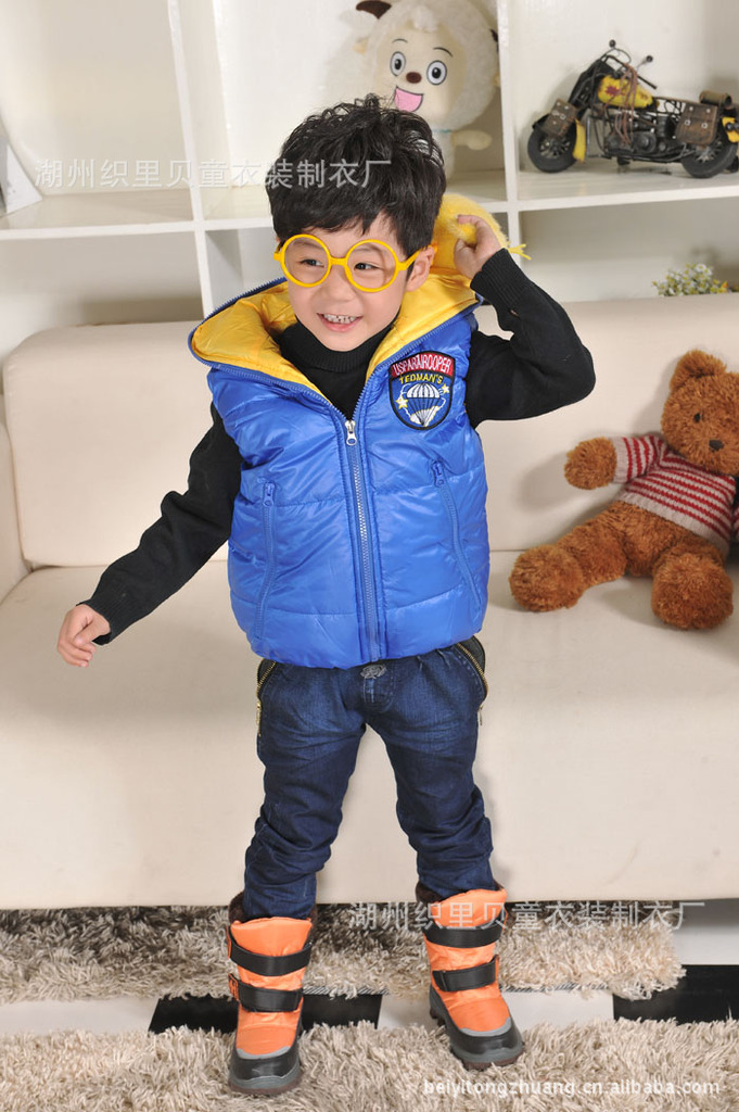 【韩版童装批发 冬款<em>儿童</em>棉<em>马甲</em>防水<em>亮面</em>保暖