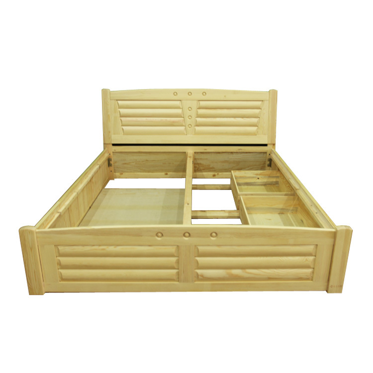 实木大床1.8双人床|松木家具床|带储物床简体床