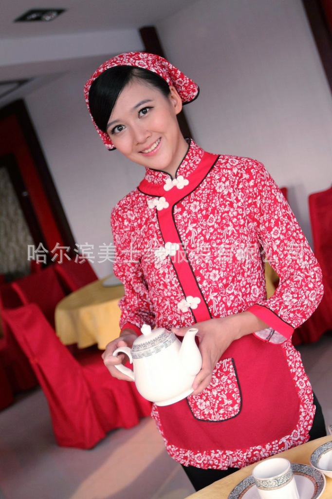 依罗琪 特色东北饭店服务员工作服 女士酒店餐