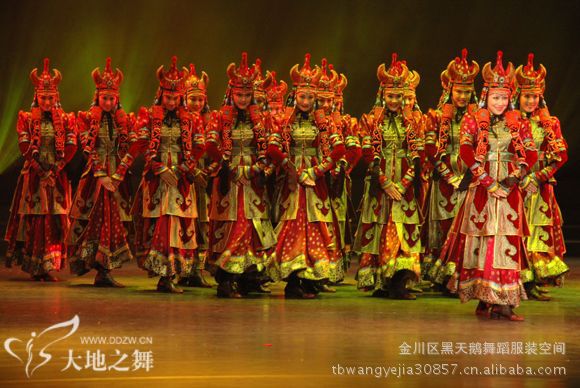 蒙古族演出服 盛装舞 女子群舞 独舞服图片,蒙古