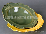 【特价清仓现货】出口欧美浮雕汤盘手绘色釉西餐具装饰盘