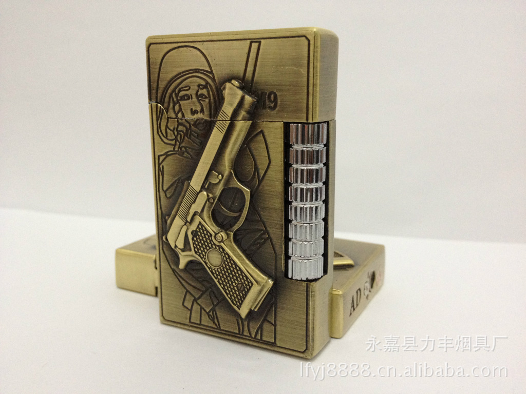 【AD朗声打火机 668#军迷枪 边打砂轮 热销爆