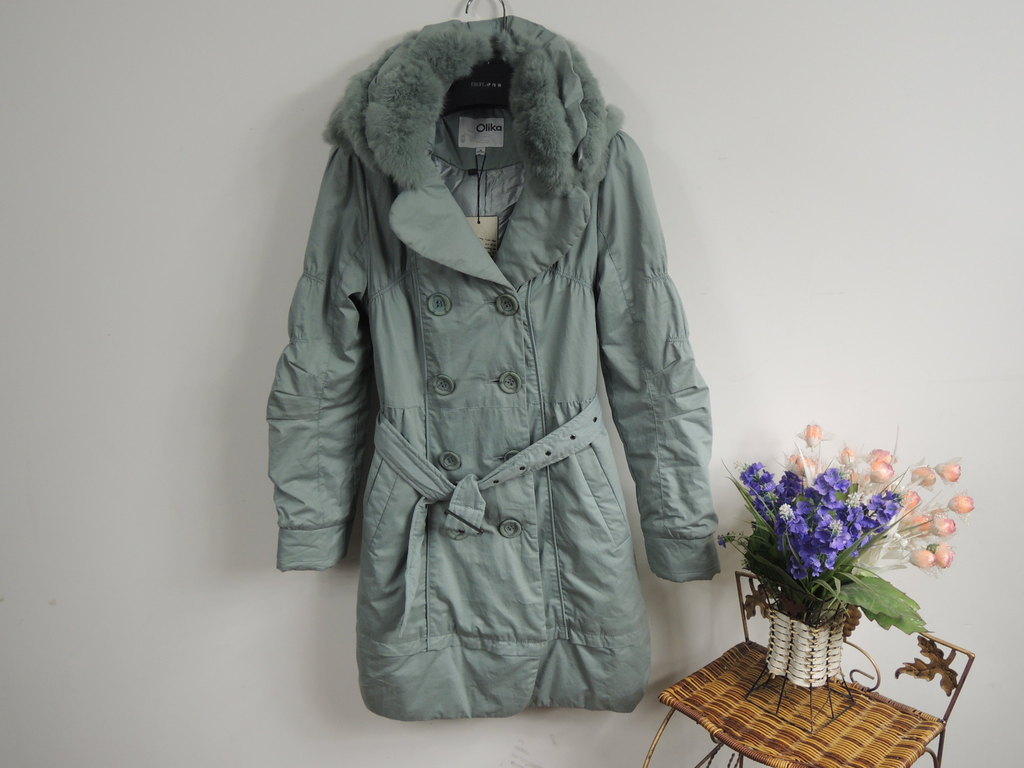 高端精品<em>棉袄</em>洗水<em>棉衣女装</em>带帽毛领加厚修身中