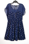 forever21/f21雪紡純棉花色短袖拼接連衣裙加肥大號大碼連衣裙