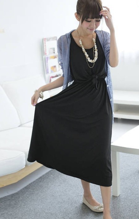 夏装新款韩版瑞丽时尚女装 假二件背心素面长款连衣裙 服装批发 38.