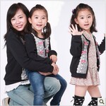 2012新品八折亲子装/母女螺纹圆领长袖外套 开衫A1149 (订货预售)