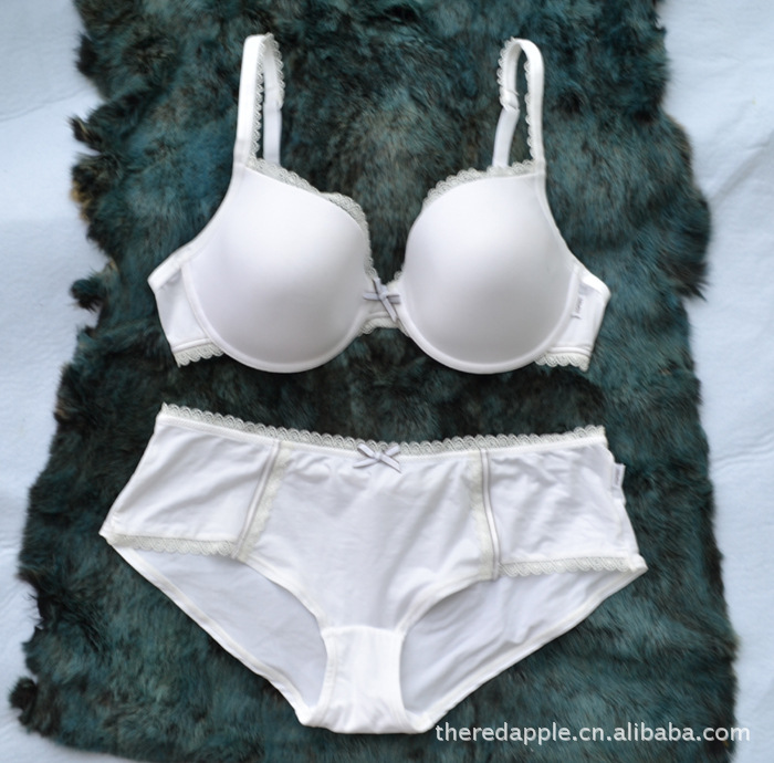 外贸<em>文胸</em>套装批发纯白光面<em>大罩杯文胸</em>3SPRIT