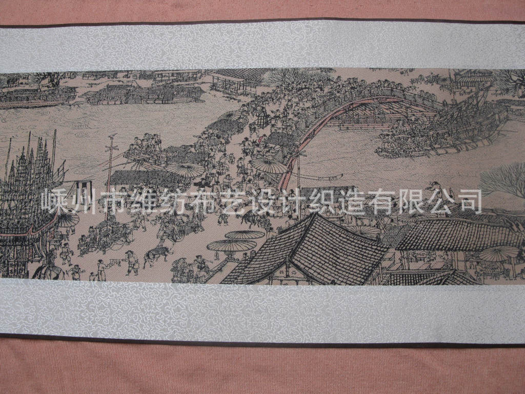 清明上河图,丝绸织锦画芯,丝绸礼品,丝绸画心,各种真丝画心图片_12