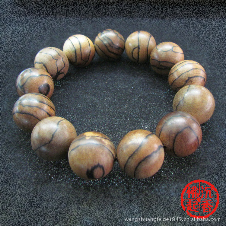 沉香精品 越南虎皮沉香手链手串 大气款 淡淡清