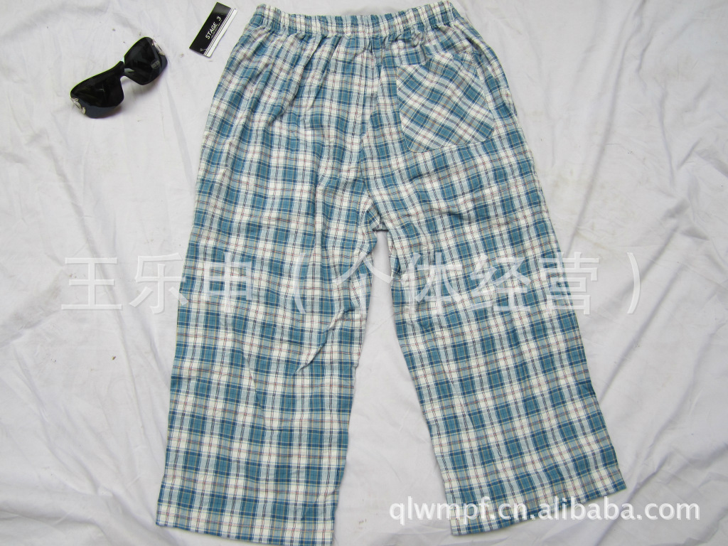 装批发 外贸日单男士休闲短裤 纯棉<em>格子马裤</em>】