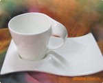 批发供应高品质-【白色恋歌】创意小海浪咖啡杯碟