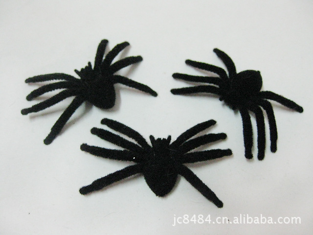 整蛊玩具-塑料植绒小蜘蛛 万圣节玩具蜘蛛 颜色