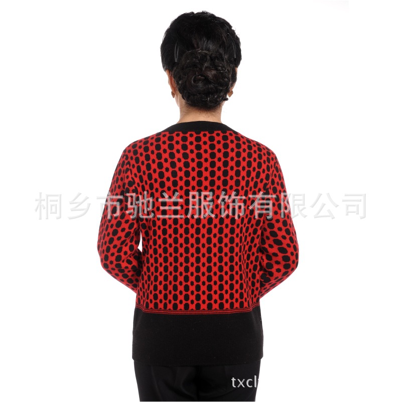 2012秋冬季新款韩版女装圆领拉链圆点中老年妈妈装女式针织羊毛衫 