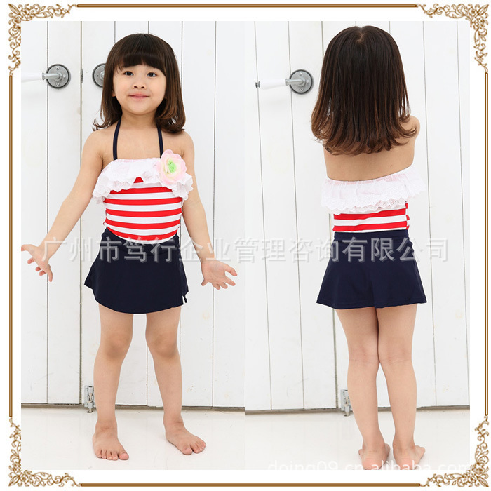 儿童连体泳衣 女童泳装 公主 裙式 带帽 连帽 温泉韩版 出口 1122