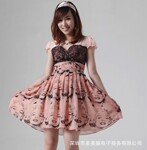 2012夏装正品新款 韩版2119雪纺蕾丝性感连衣裙百褶长裙 厂家直销