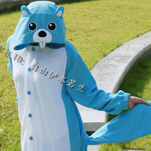冬夏卡通动物连体<em>睡衣</em>海狸龙猫<em>鳄鱼情侣</em>亲子礼