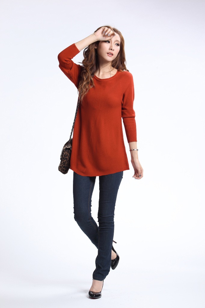 2013新款女装毛衣 韩版个性不规则宽松版长款
