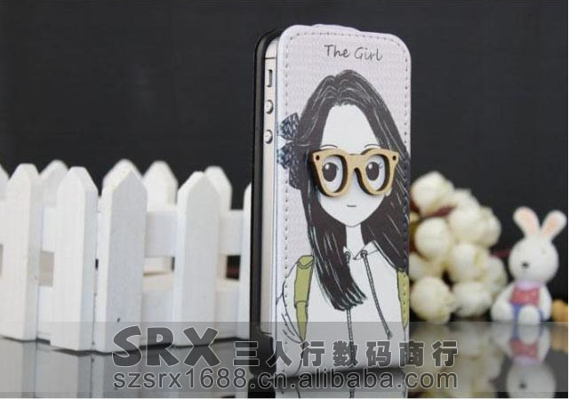 S189 iPhone4\/4s情侣手机壳 立体眼镜男孩女孩