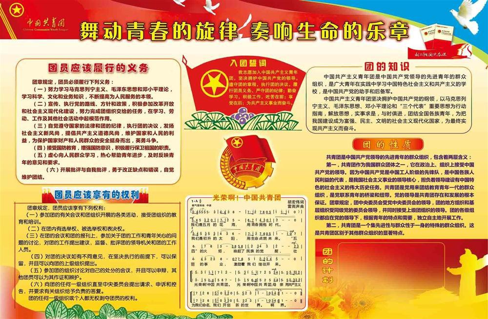 208海报展板办公装饰5758团员应履行的义务入团誓词权利专栏