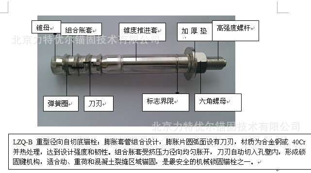 LIWANG LZQ-A多刀刃自切锁固锚栓 重型锚栓 锁固混泥土