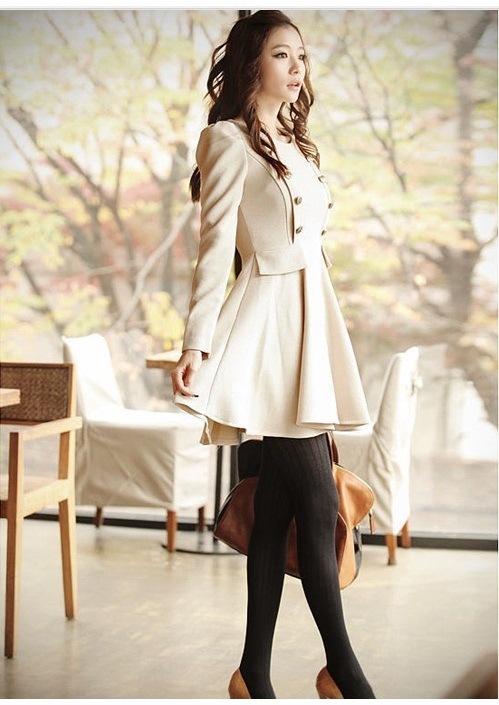 一件代发韩版女装秋冬新款甜美气质双排扣修身