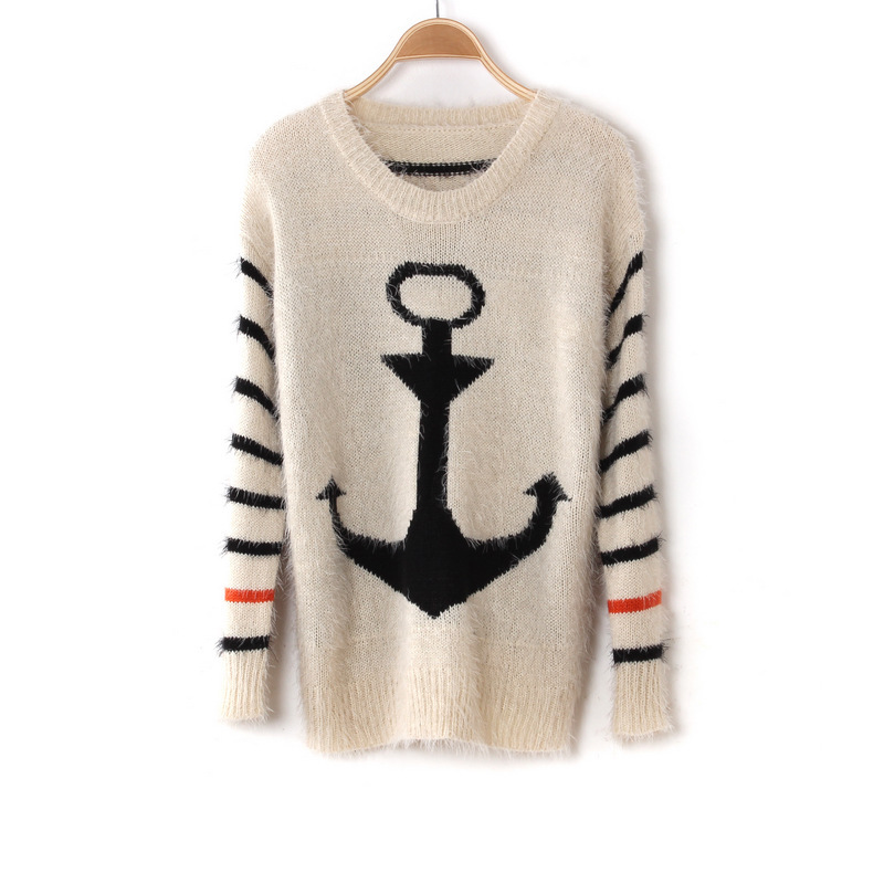 <em>马海毛毛衣</em>韩版女装柔软马海毛<em>编织</em>条纹宽松女