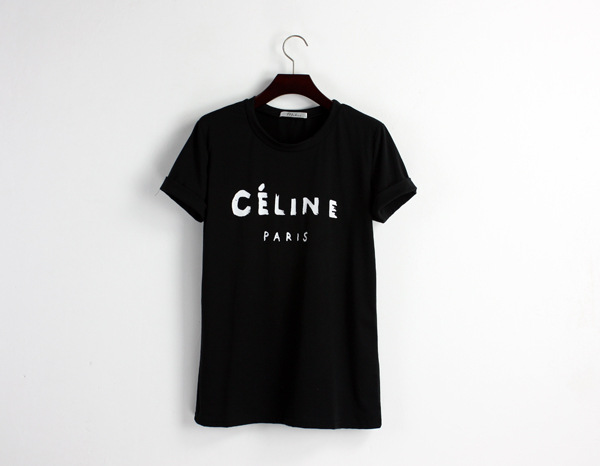一件起批 欧美风春夏赵薇同款asuka秀celine 白色圆领字母t恤_性能