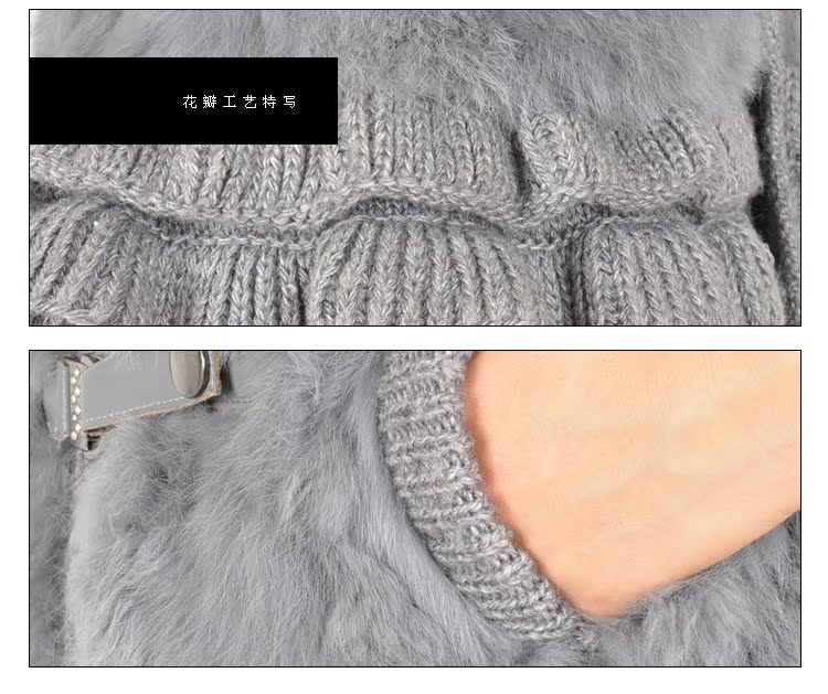 卡农儿正品 新款秋装<em>毛衣</em>外套女皮草<em>马甲连帽</em>