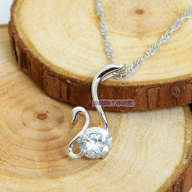 【银饰批发 纯银镀白超闪 天鹅舞吊坠】价格,厂