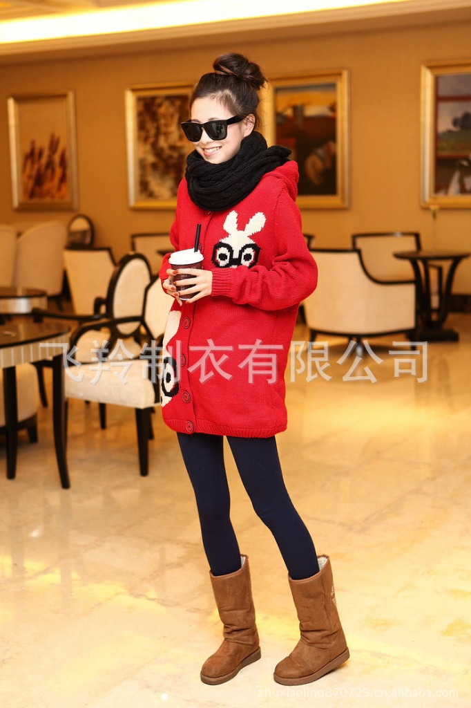 【2012春秋冬新款 <em>韩版</em>眼镜兔<em>加绒</em>加厚<em>中长</em>版