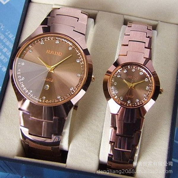 【rado<em>手表</em> <em>雷达</em>钨钢表 男款 钨钢镶钻<em>女</em>表 蓝宝
