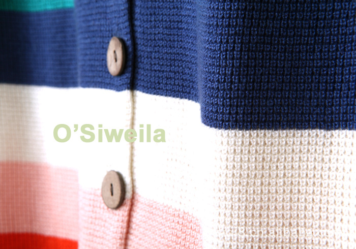 【色感季 糖果气息 甜美彩虹条<em>元宝</em>针 <em>针织</em>开衫