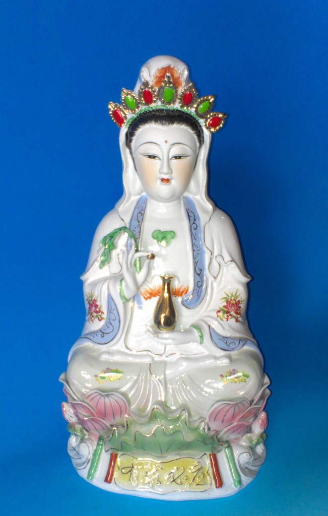 10寸金身坐观音 陶瓷佛像批发/陶瓷观音菩萨/潮州陶瓷