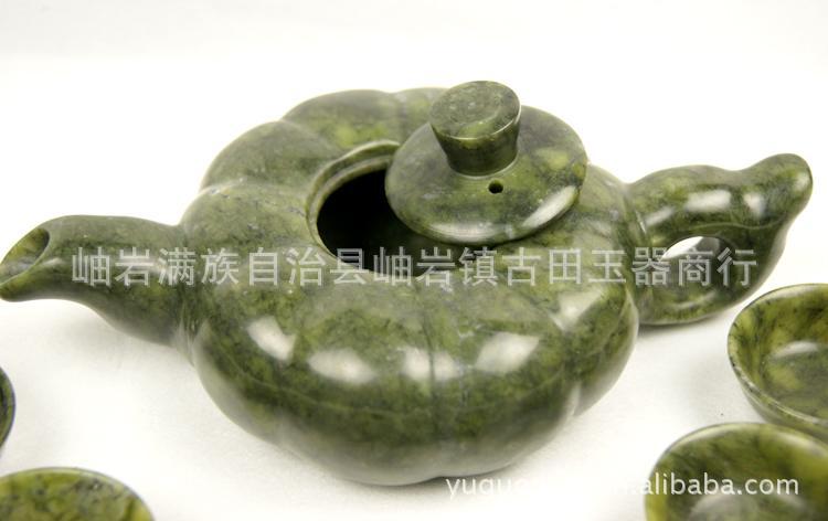 供应岫玉石精美茶具 玉石茶壶 玉石茶海 玉石茶杯 (图)