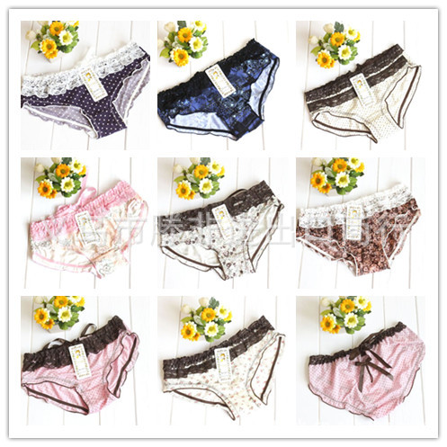 【批发韩版荷叶边加蕾丝花边女式<em>内裤</em>,4017#