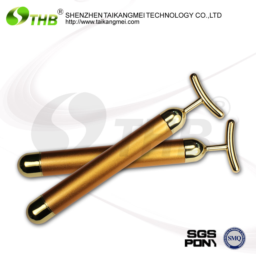 电动24K金T型美容棒 瘦脸按摩器强效美容仪厂