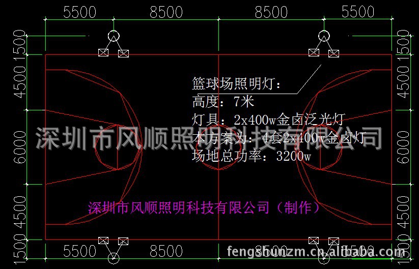 深圳布吉下李朗小学室外篮球场照明灯应用案例