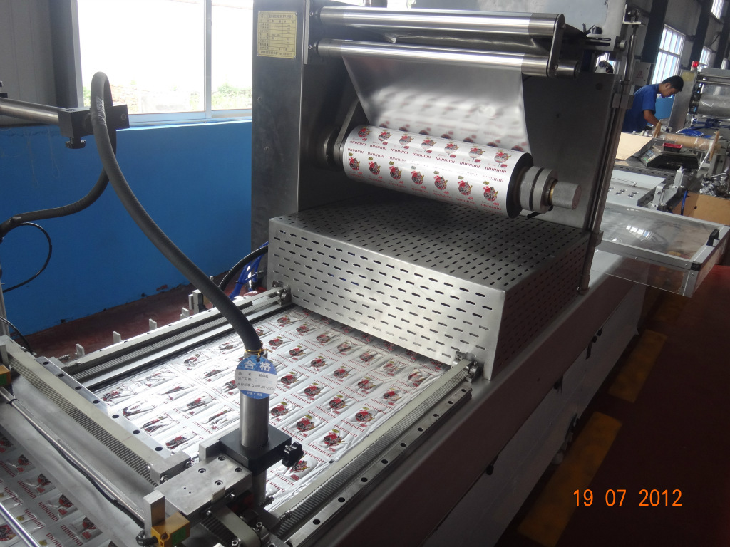 【小鱼仔全自动铝箔拉伸膜真空包装机DJ520