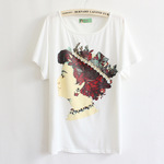 2012夏季新款日韓版女裝瑞麗釘珠蝙蝠袖寬松短袖T恤批發R058