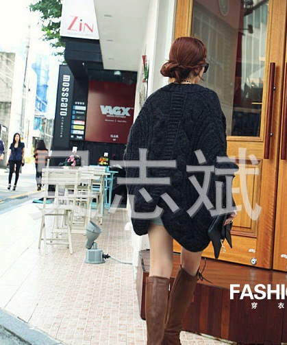 M309 韩版2012秋装新款不规则麻花粗线<em>织蝙蝠</em>