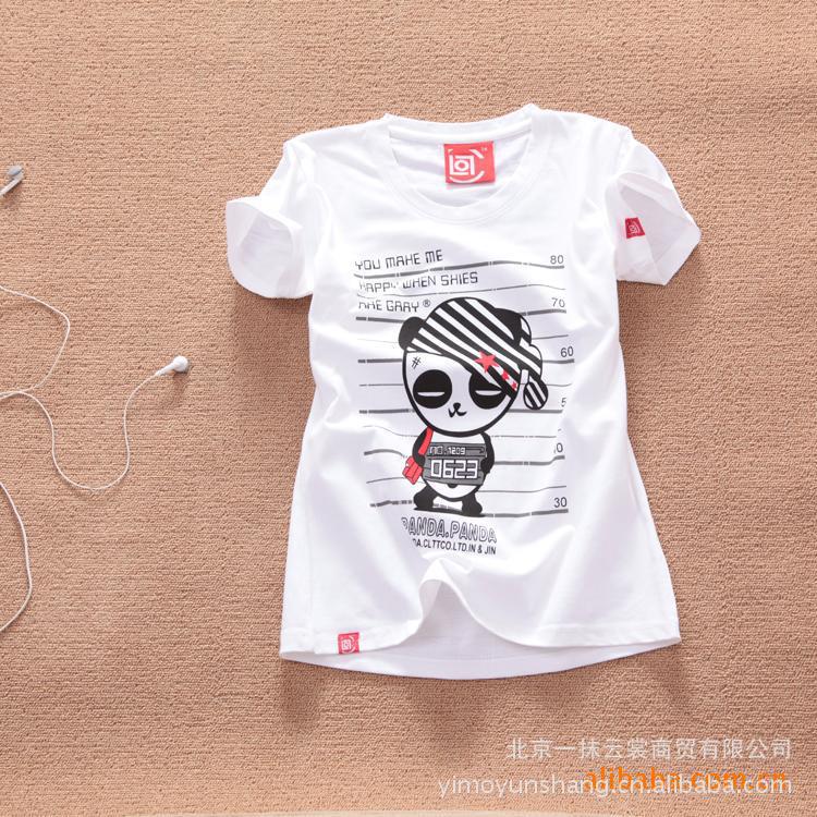 夏季厂家批发<em>女装CLOT</em>监狱熊猫卡通图案纯棉