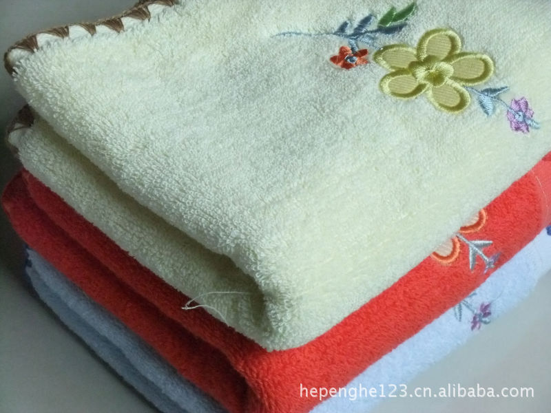 高阳毛巾 厂家直销 32股钩边毛巾 绣花(梅花)图