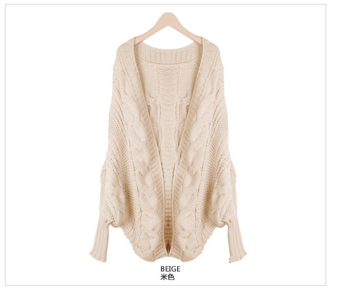 2秋装新款麻花蝙蝠袖针织衫韩版<em>粗毛线开衫</em>毛
