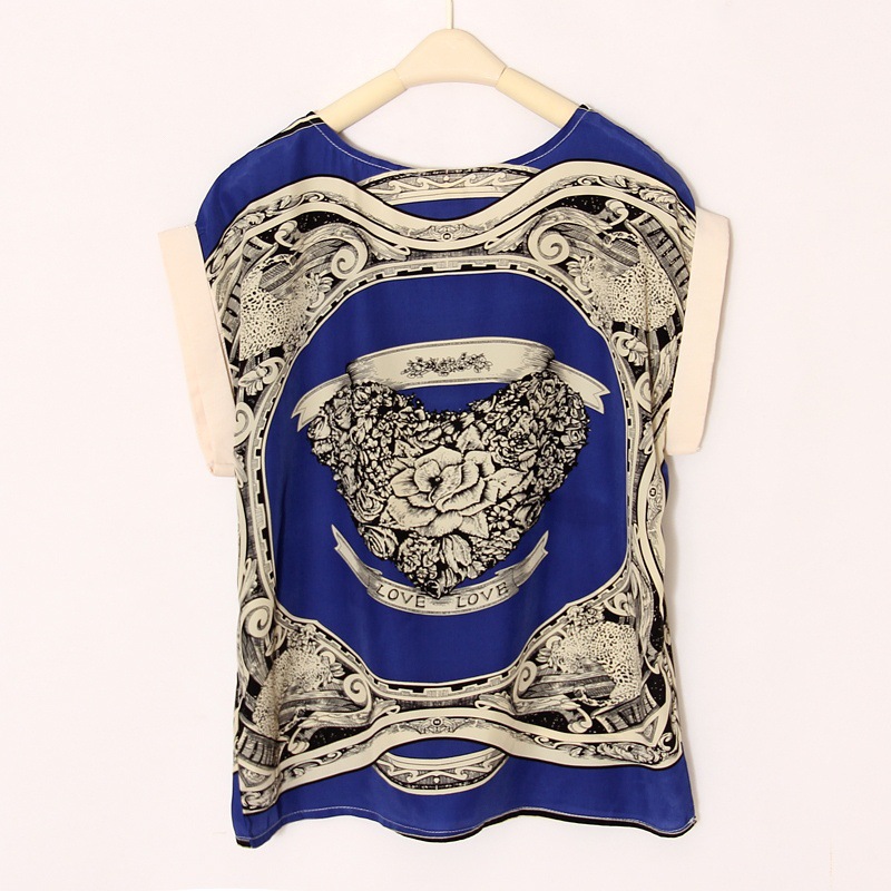 【女装批发 欧美风 爱马仕丝巾款花色蝙蝠袖雪