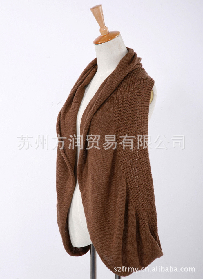【披肩式<em>无袖开衫</em>时尚<em>百变</em>休闲羊毛衫】价格,