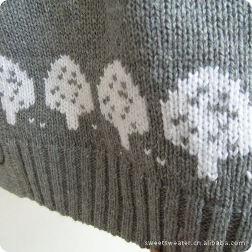 批发采购童<em>毛衣</em>-可爱<em>动物图案</em> 中性红色开衫圆