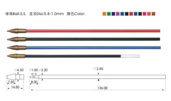 笔配件-供应各个规格圆珠笔芯(贝克,614,6140
